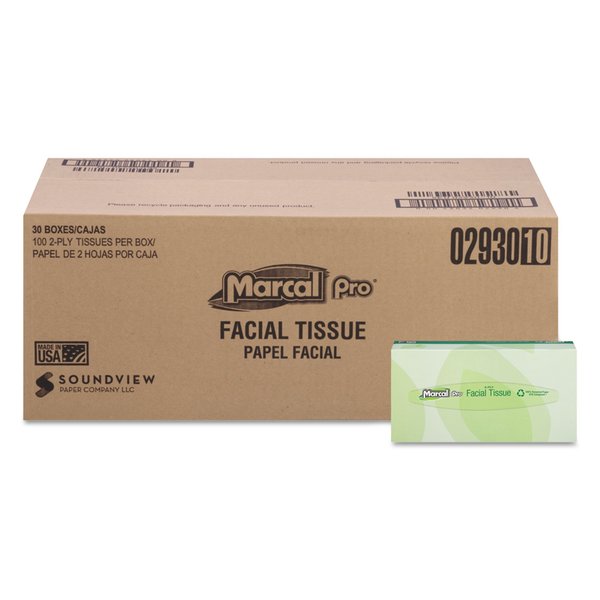 Marcal Pro Marcal Pro 2 Ply Facial Tissue, 100 Sheets 2930